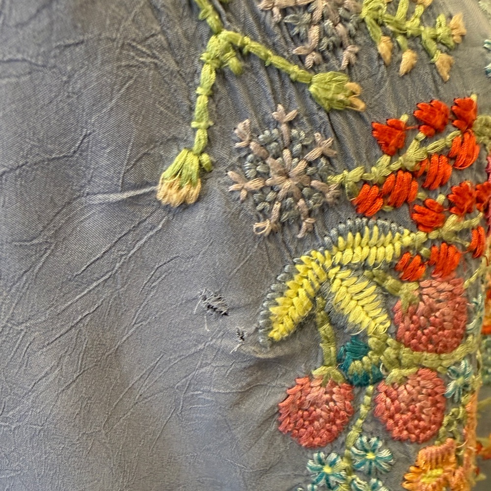 Johnny Was Lavender Embroidered Floral Mini Dress with Orange and Yellow Accents - Picture 6 of 13